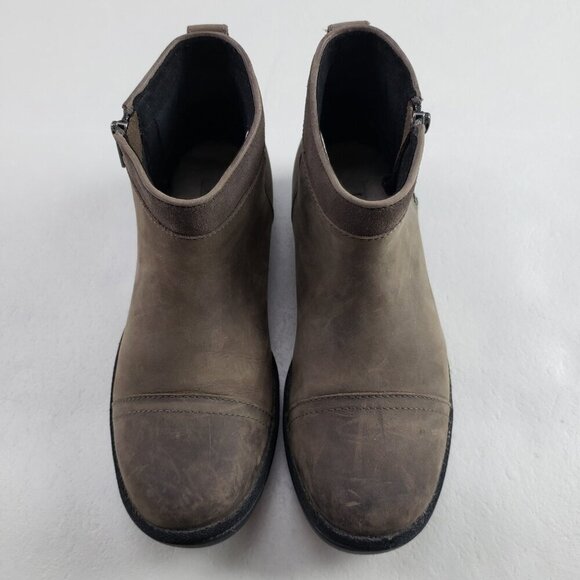 Ugg Attell Waterproof Ankle Boot Womens 7 Brown Leather Side Zip Fleece Lined - Picture 3 of 11